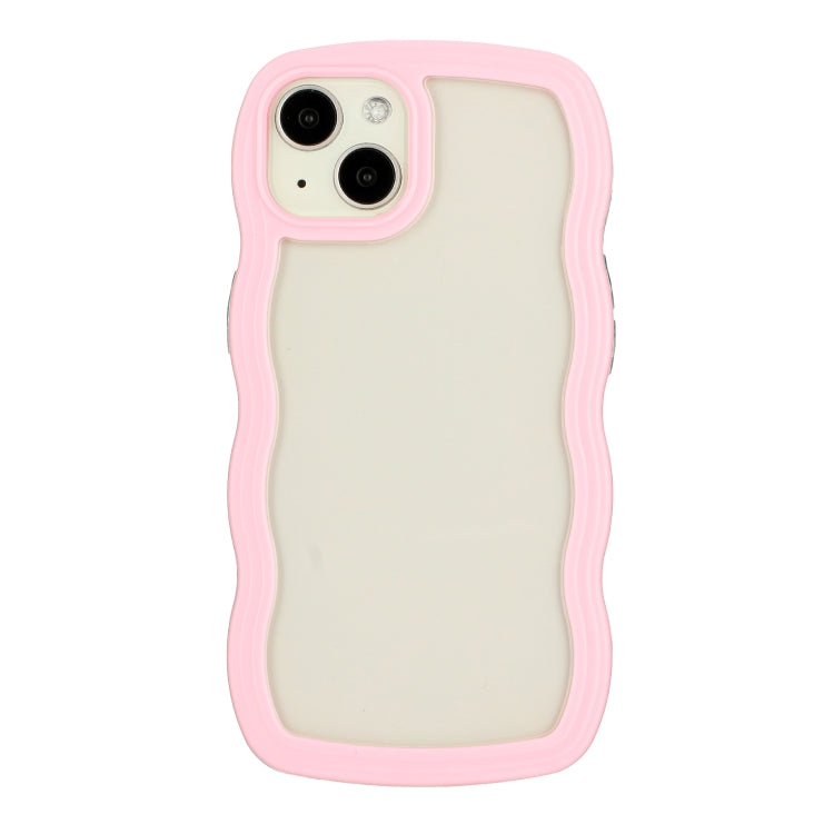 For iPhone 14 Candy Color Wave TPU Clear PC Phone Case