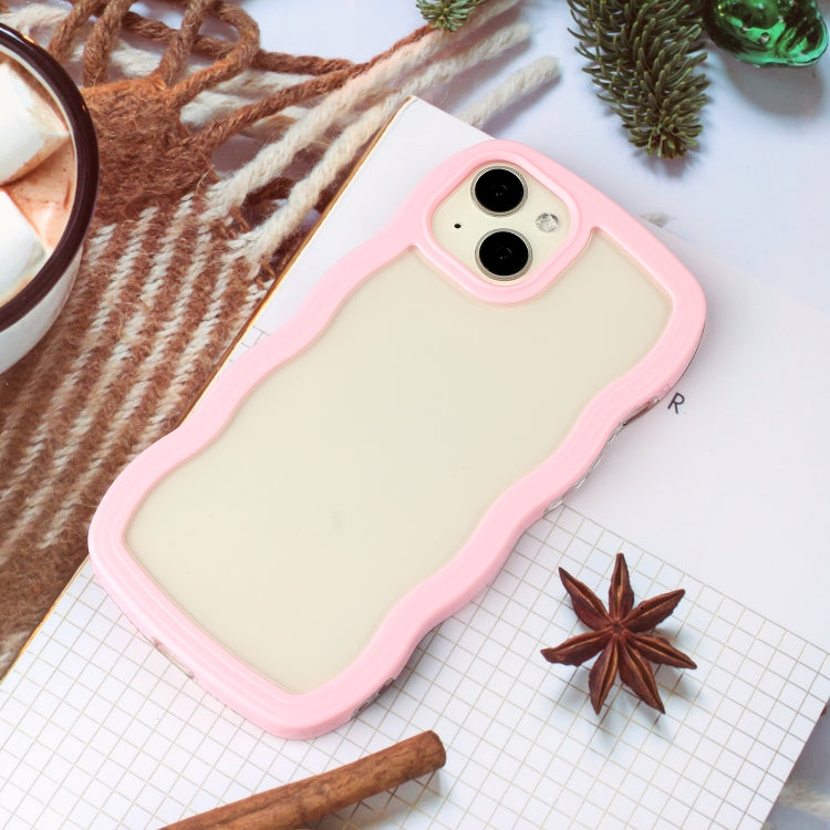 For iPhone 14 Candy Color Wave TPU Clear PC Phone Case