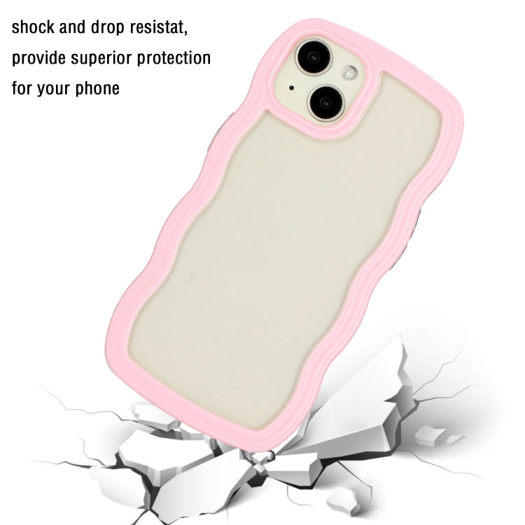 For iPhone 14 Candy Color Wave TPU Clear PC Phone Case