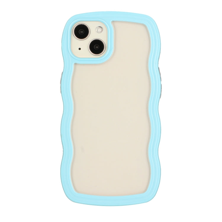 For iPhone 14 Plus  Candy Color Wave TPU Clear PC Phone Case
