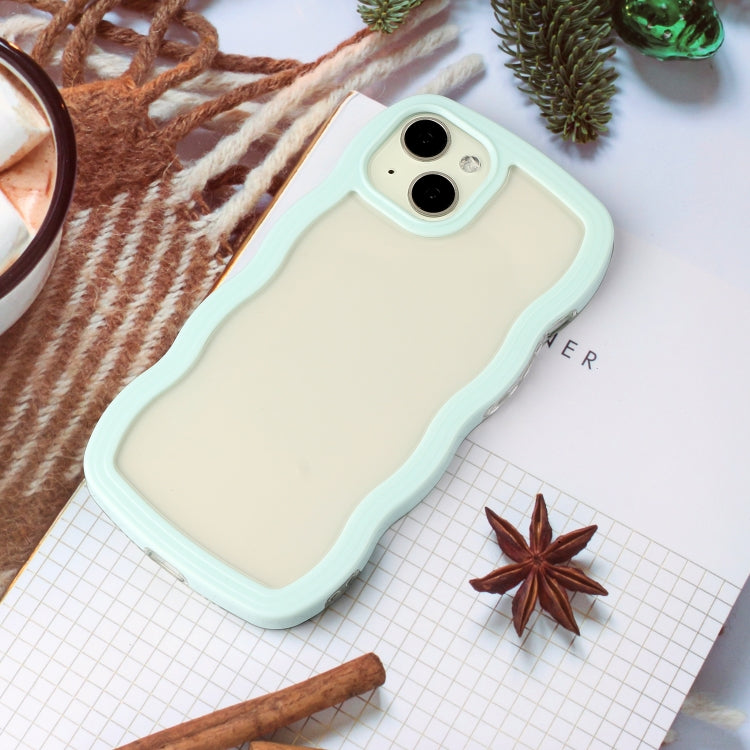 For iPhone 14 Plus  Candy Color Wave TPU Clear PC Phone Case
