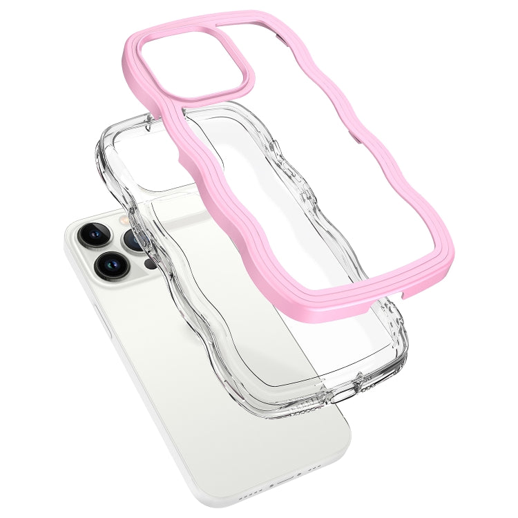 For iPhone 14 Plus  Candy Color Wave TPU Clear PC Phone Case