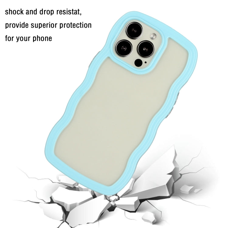 For iPhone 14 Pro Candy Color Wave TPU Clear PC Phone Case
