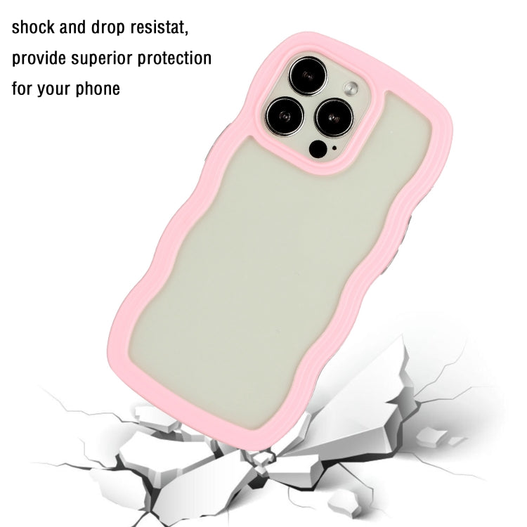 For iPhone 14 Pro Candy Color Wave TPU Clear PC Phone Case