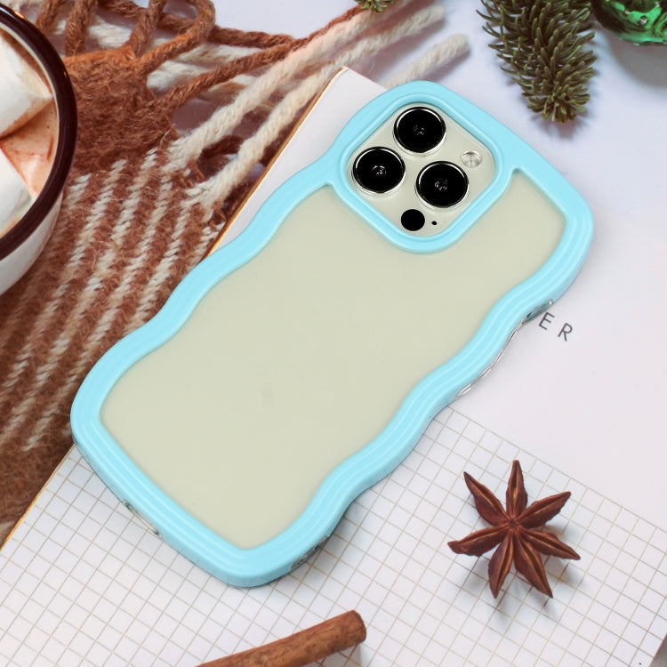 For iPhone 14 Pro Max Candy Color Wave TPU Clear PC Phone Case