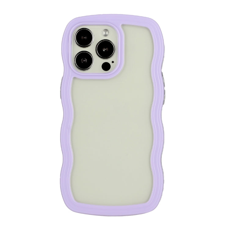 For iPhone 14 Pro Max Candy Color Wave TPU Clear PC Phone Case