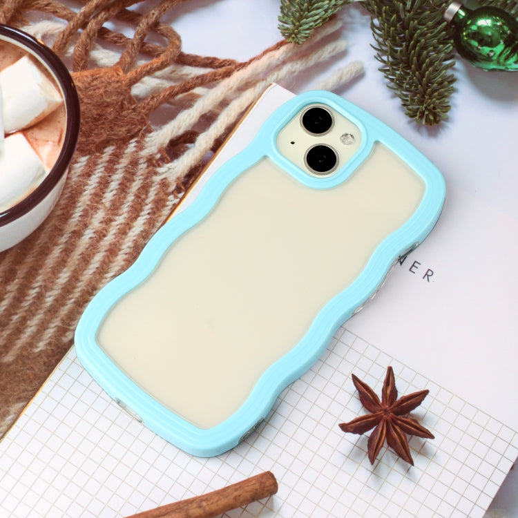 For iPhone 15 Candy Color Wave TPU Clear PC Phone Case