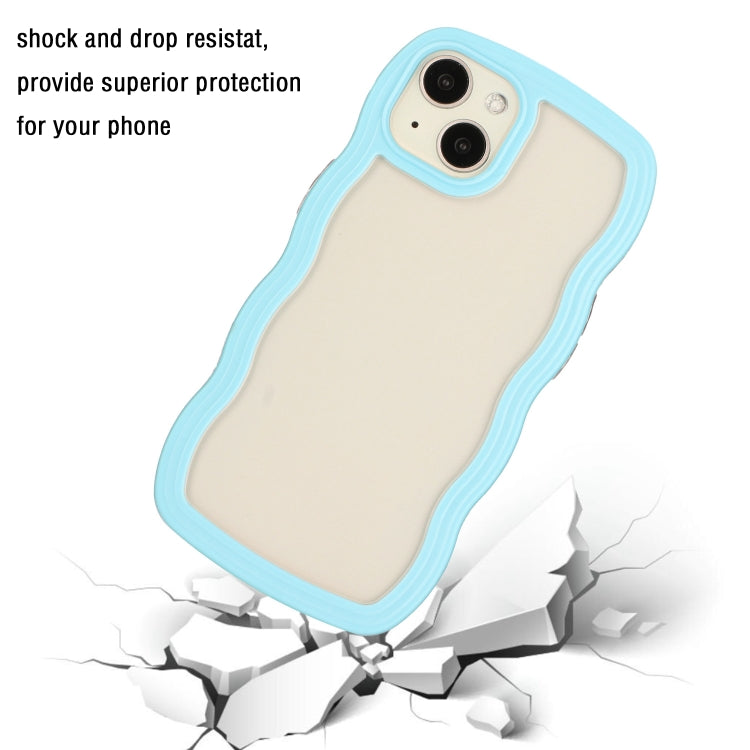 For iPhone 15 Candy Color Wave TPU Clear PC Phone Case
