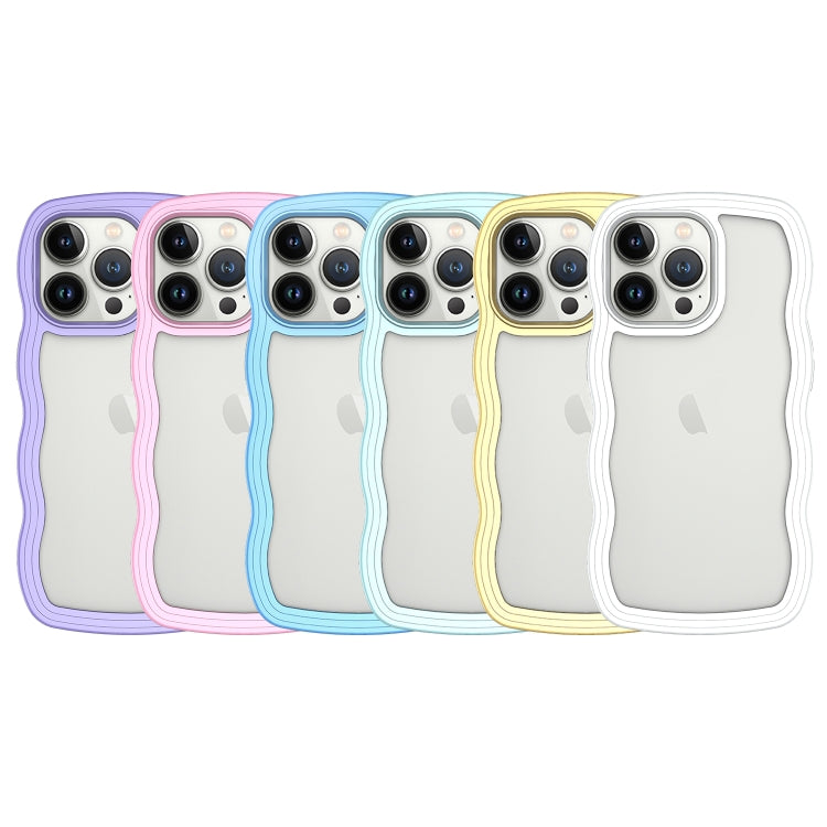 For iPhone 15 Candy Color Wave TPU Clear PC Phone Case