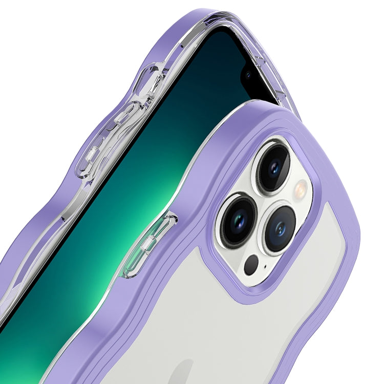 For iPhone 15 Candy Color Wave TPU Clear PC Phone Case