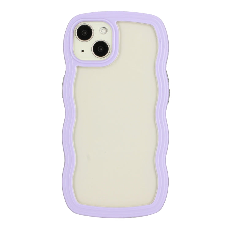 For iPhone 15 Candy Color Wave TPU Clear PC Phone Case