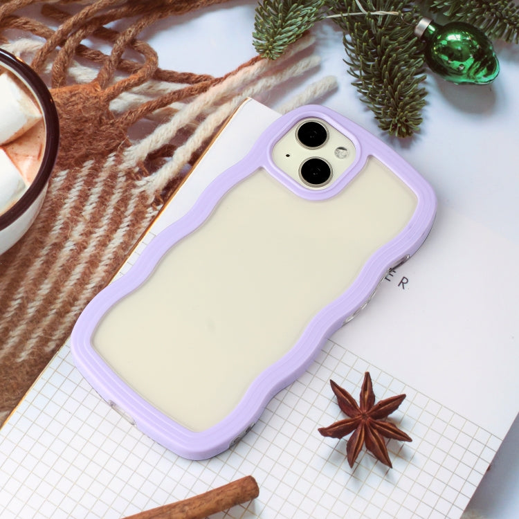 For iPhone 15 Candy Color Wave TPU Clear PC Phone Case