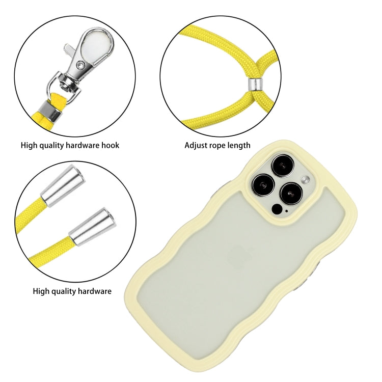 For iPhone 15 Pro Max Lanyard Candy Color Wave TPU Clear PC Phone Case