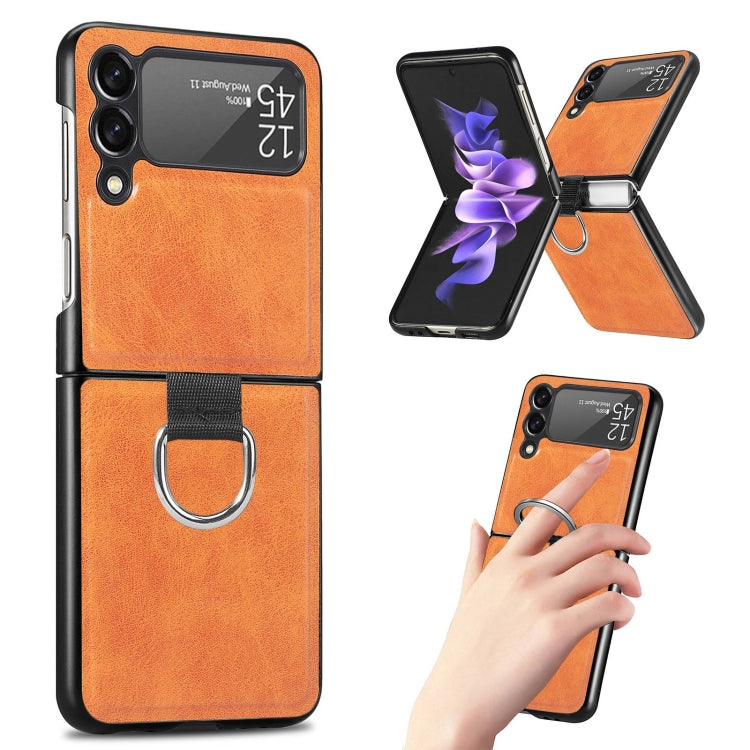 For Samsung Galaxy Z Flip3 5G Litchi Texture Phone Case with Ring