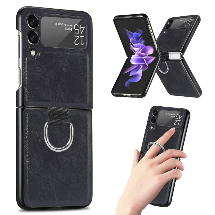 For Samsung Galaxy Z Flip3 5G Litchi Texture Phone Case with Ring