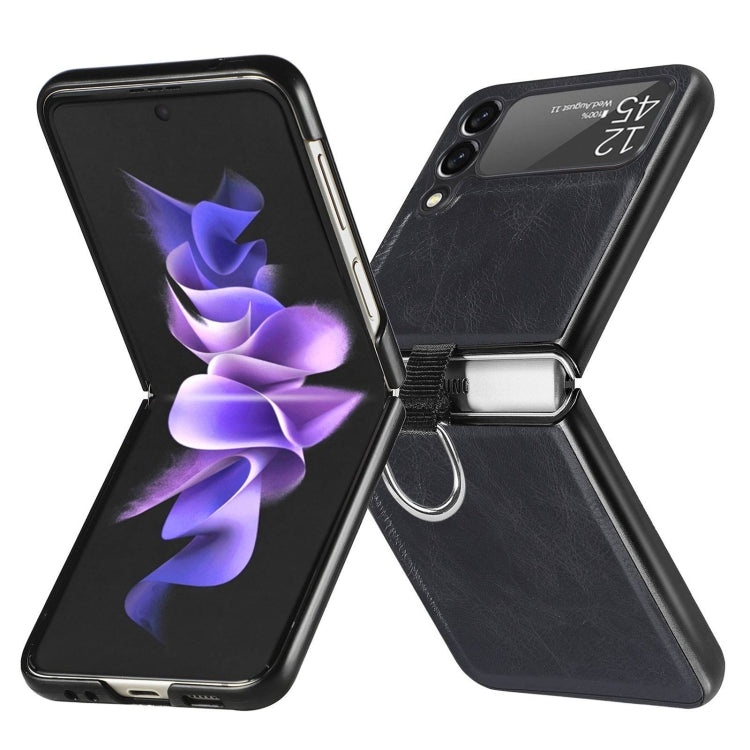 For Samsung Galaxy Z Flip3 5G Litchi Texture Phone Case with Ring