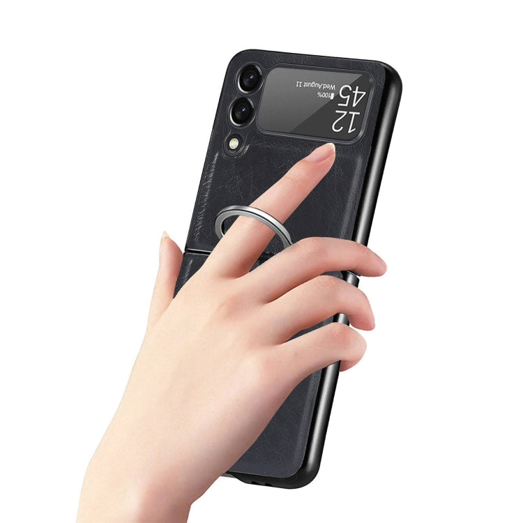 For Samsung Galaxy Z Flip3 5G Litchi Texture Phone Case with Ring