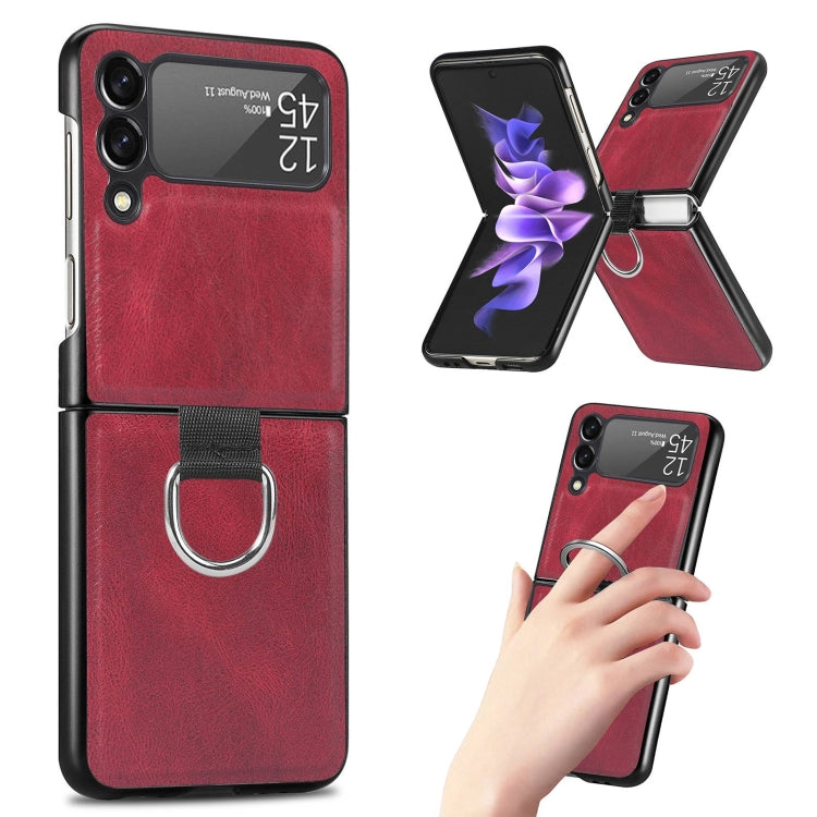 For Samsung Galaxy Z Flip3 5G Litchi Texture Phone Case with Ring