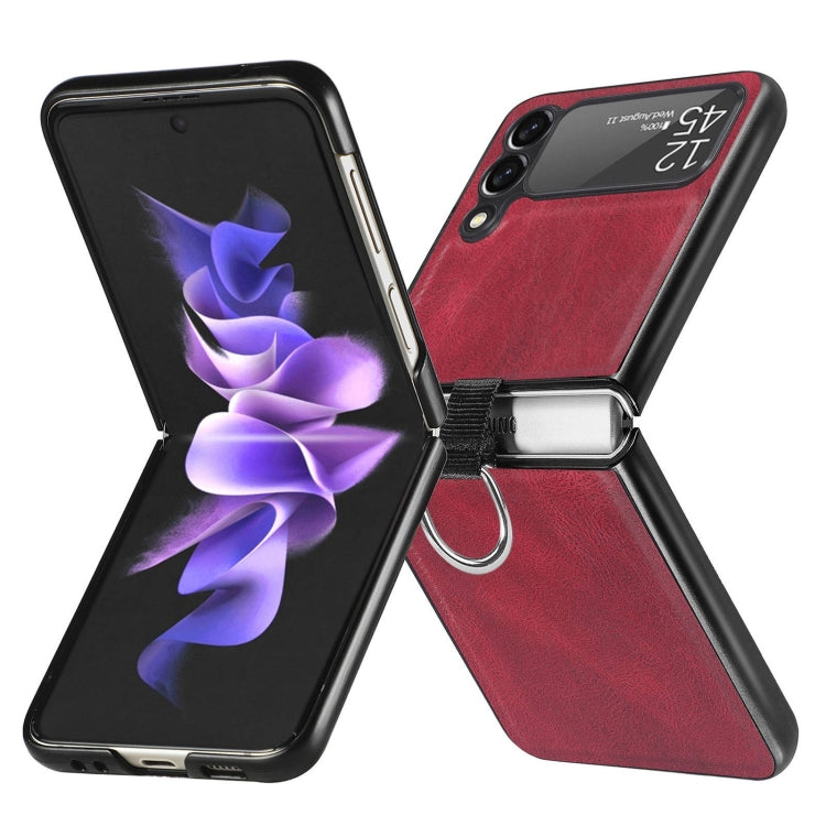 For Samsung Galaxy Z Flip3 5G Litchi Texture Phone Case with Ring