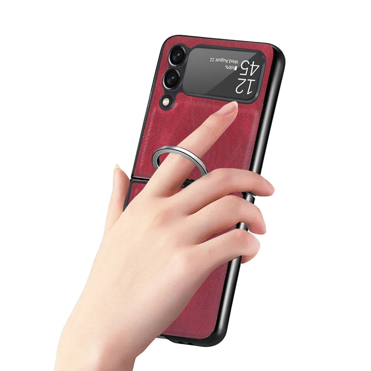 For Samsung Galaxy Z Flip3 5G Litchi Texture Phone Case with Ring