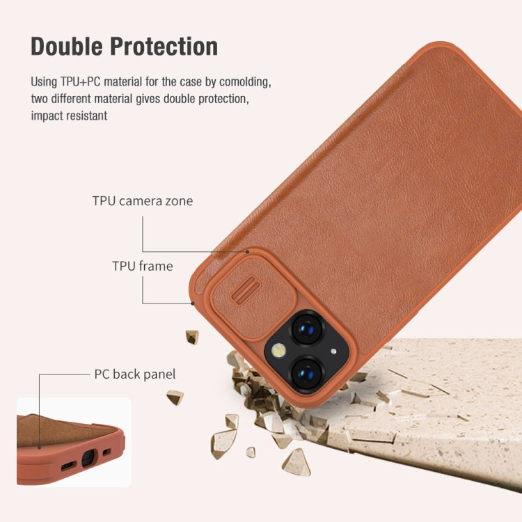 For iPhone 14 NILLKIN QIN Series Pro Crazy Horse Texture Leather Case