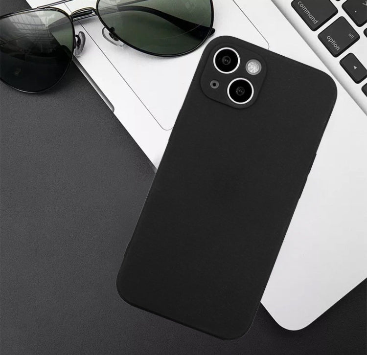 For iPhone 14 Plus  Straight Edge Solid Color TPU Shockproof Phone Case