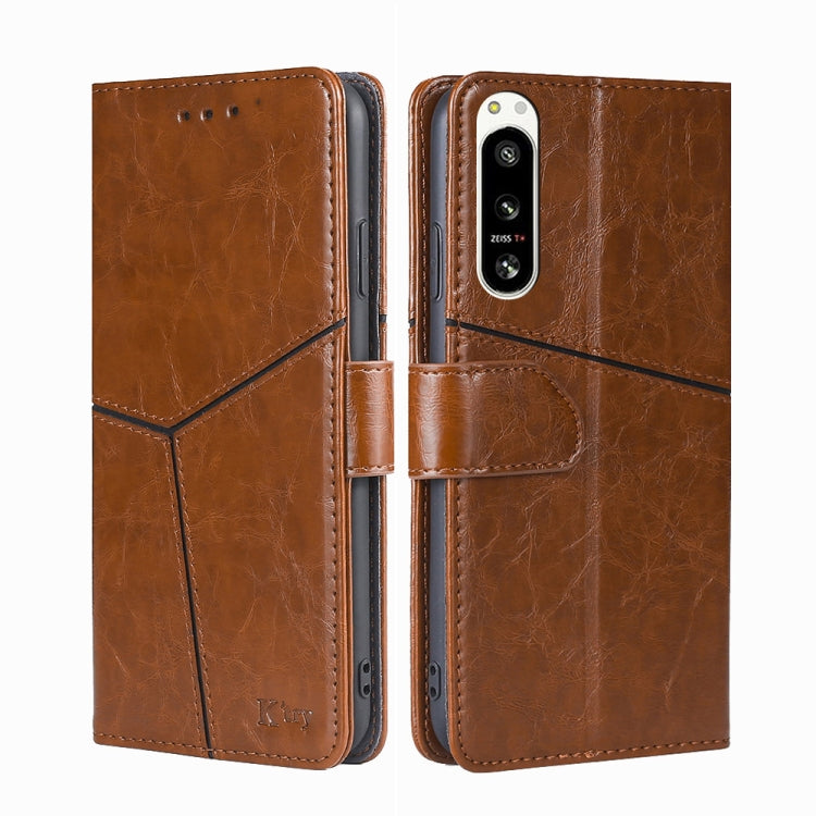 For Sony Xperia 5 IV Geometric Stitching Leather Phone Case