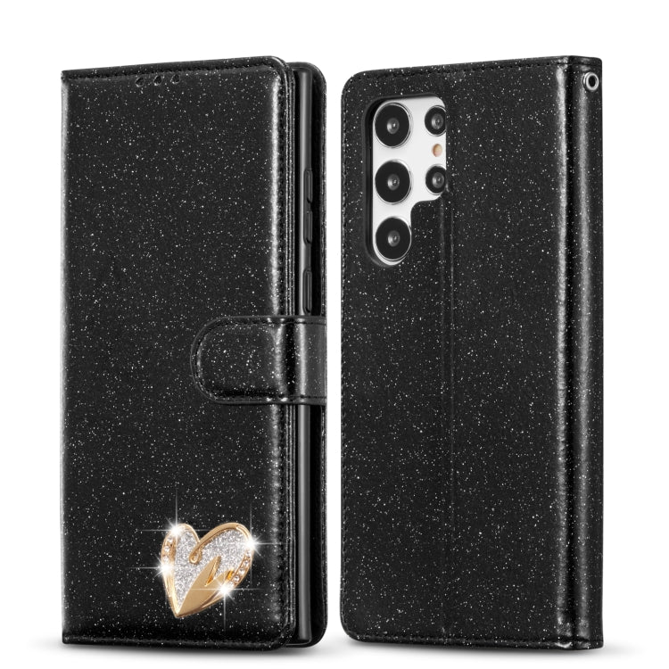 For Samsung Galaxy S22+ 5G Glitter Powder Love Leather Phone Case
