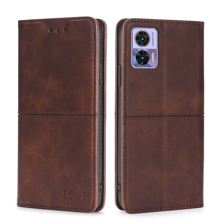 For Motorola Edge 30 Neo Cow Texture Magnetic Horizontal Flip Leather Phone Case