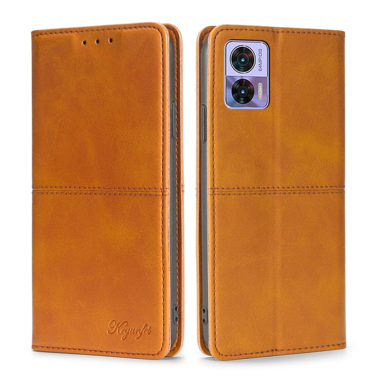For Motorola Edge 30 Neo Cow Texture Magnetic Horizontal Flip Leather Phone Case