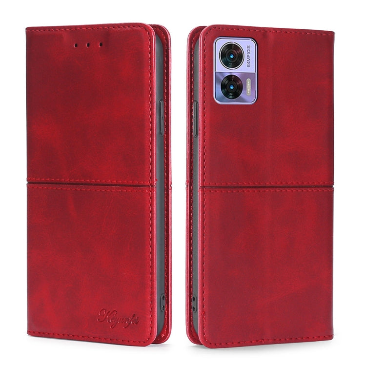 For Motorola Edge 30 Neo Cow Texture Magnetic Horizontal Flip Leather Phone Case