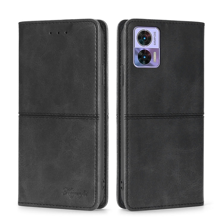 For Motorola Edge 30 Neo Cow Texture Magnetic Horizontal Flip Leather Phone Case