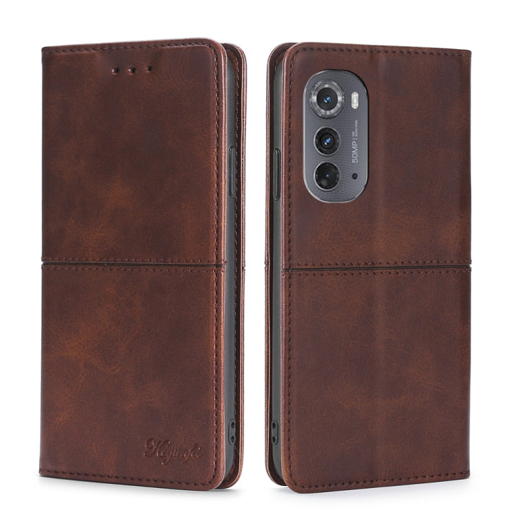 For Motorola Edge 2022 Cow Texture Magnetic Horizontal Flip Leather Phone Case