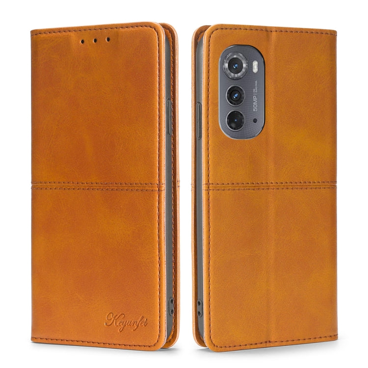 For Motorola Edge 2022 Cow Texture Magnetic Horizontal Flip Leather Phone Case
