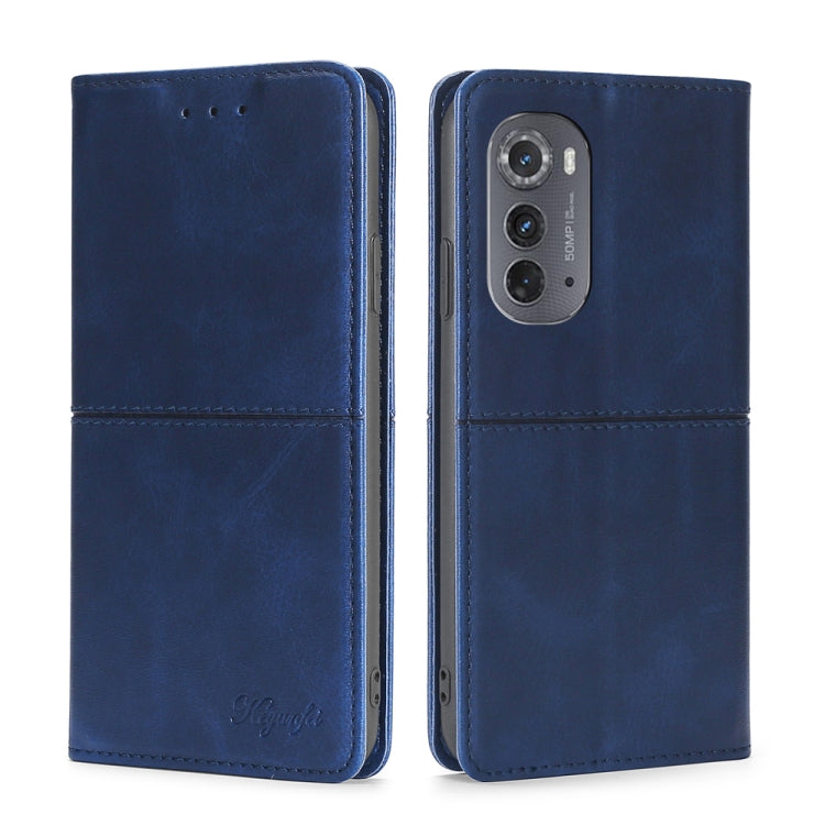 For Motorola Edge 2022 Cow Texture Magnetic Horizontal Flip Leather Phone Case