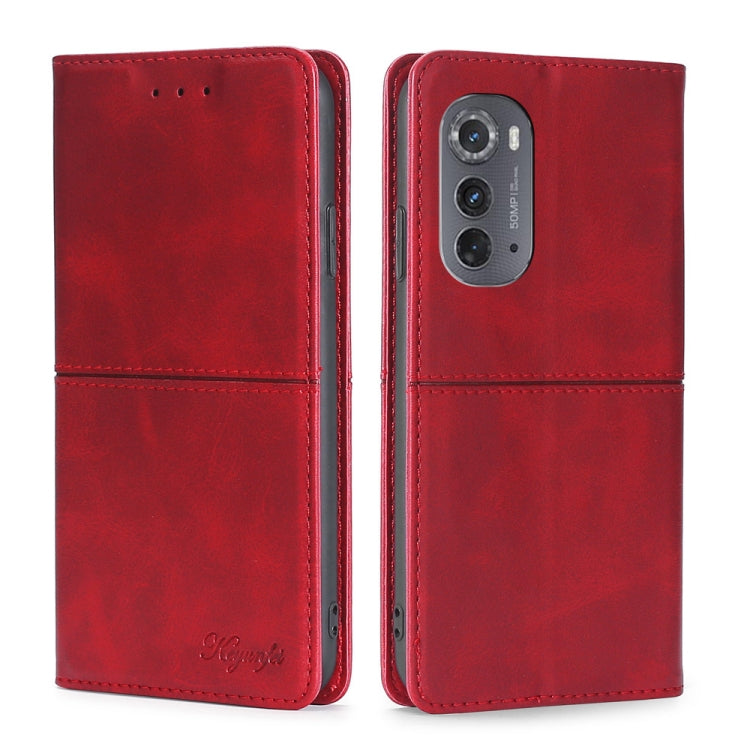 For Motorola Edge 2022 Cow Texture Magnetic Horizontal Flip Leather Phone Case