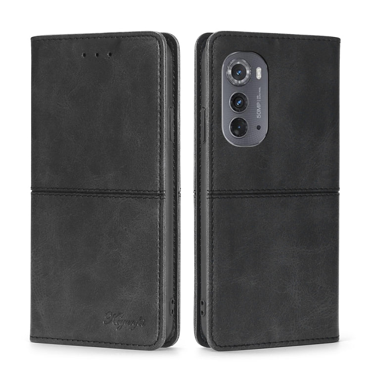 For Motorola Edge 2022 Cow Texture Magnetic Horizontal Flip Leather Phone Case