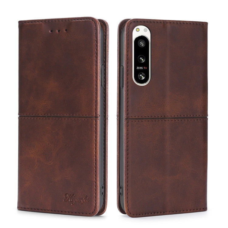 For Sony Xperia 5 IV Cow Texture Magnetic Horizontal Flip Leather Phone Case