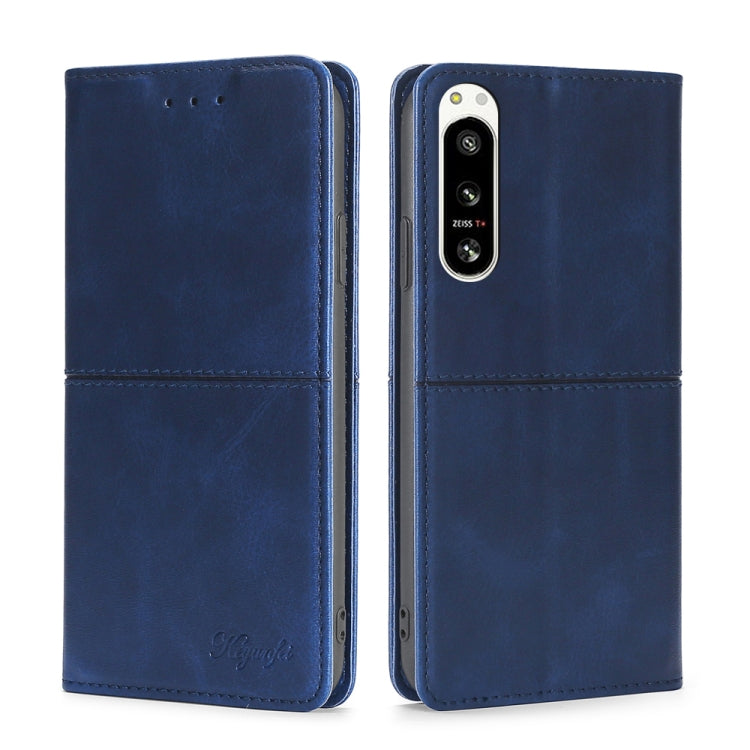 For Sony Xperia 5 IV Cow Texture Magnetic Horizontal Flip Leather Phone Case