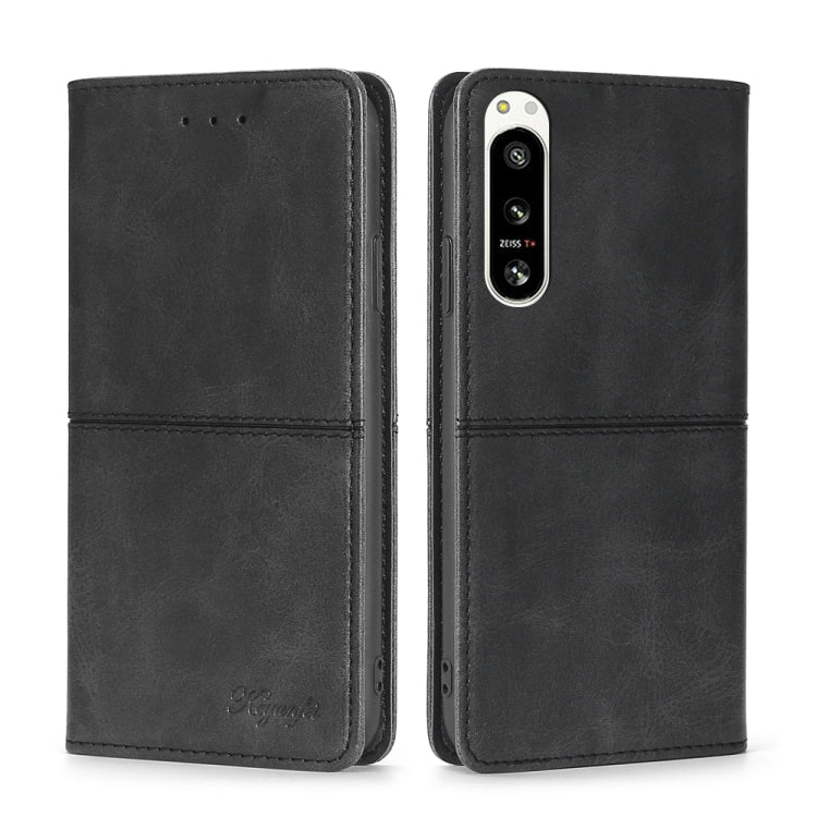 For Sony Xperia 5 IV Cow Texture Magnetic Horizontal Flip Leather Phone Case