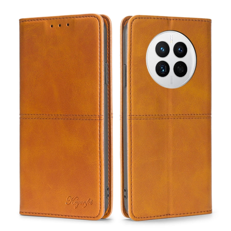 For Huawei Mate 50 Cow Texture Magnetic Horizontal Flip Leather Phone Case