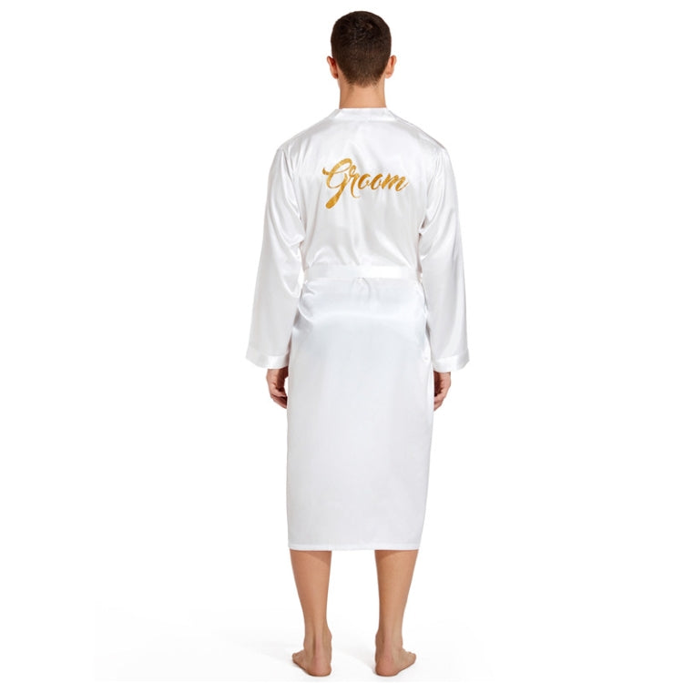 Men Groom Gold Lettering Home Long Nightgown, Size: