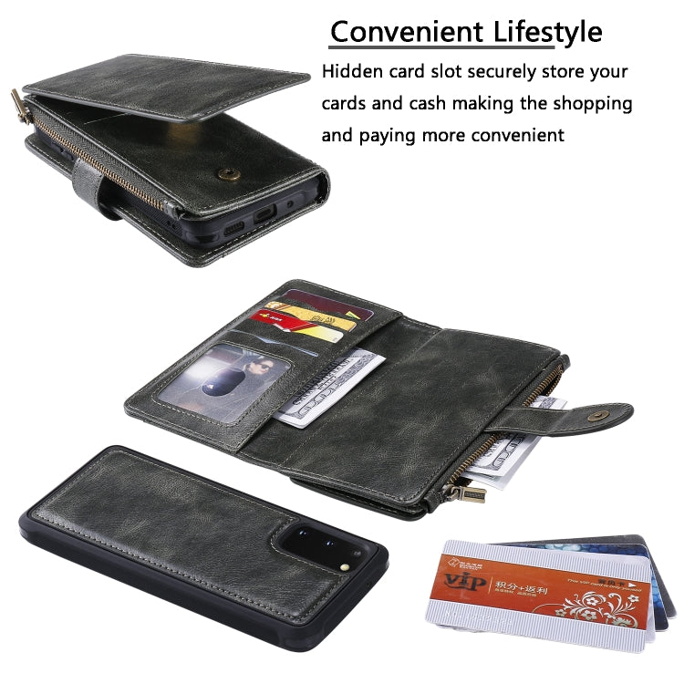 For Galaxy S20 Multifunctional Retro Detachable Magnetic Horizontal Flip Leather Case with Card Slots & Holder & Wallet & Photo Frame