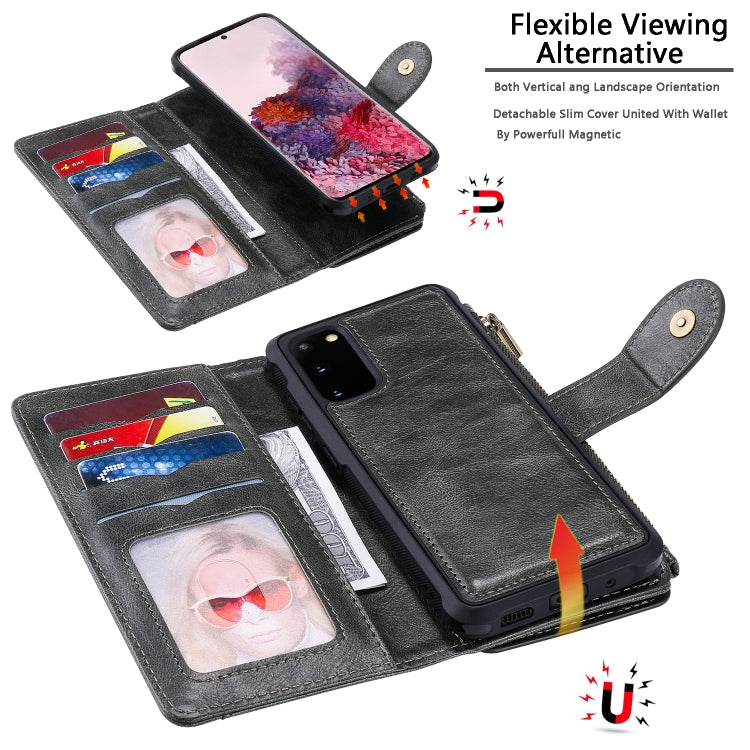 For Galaxy S20 Multifunctional Retro Detachable Magnetic Horizontal Flip Leather Case with Card Slots & Holder & Wallet & Photo Frame