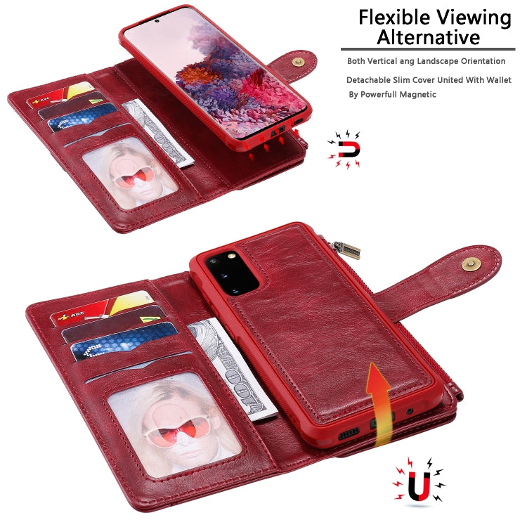 For Galaxy S20 Multifunctional Retro Detachable Magnetic Horizontal Flip Leather Case with Card Slots & Holder & Wallet & Photo Frame