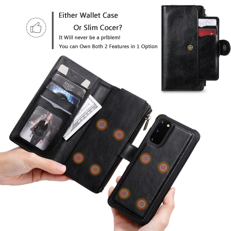 For Galaxy S20 Multifunctional Retro Detachable Magnetic Horizontal Flip Leather Case with Card Slots & Holder & Wallet & Photo Frame