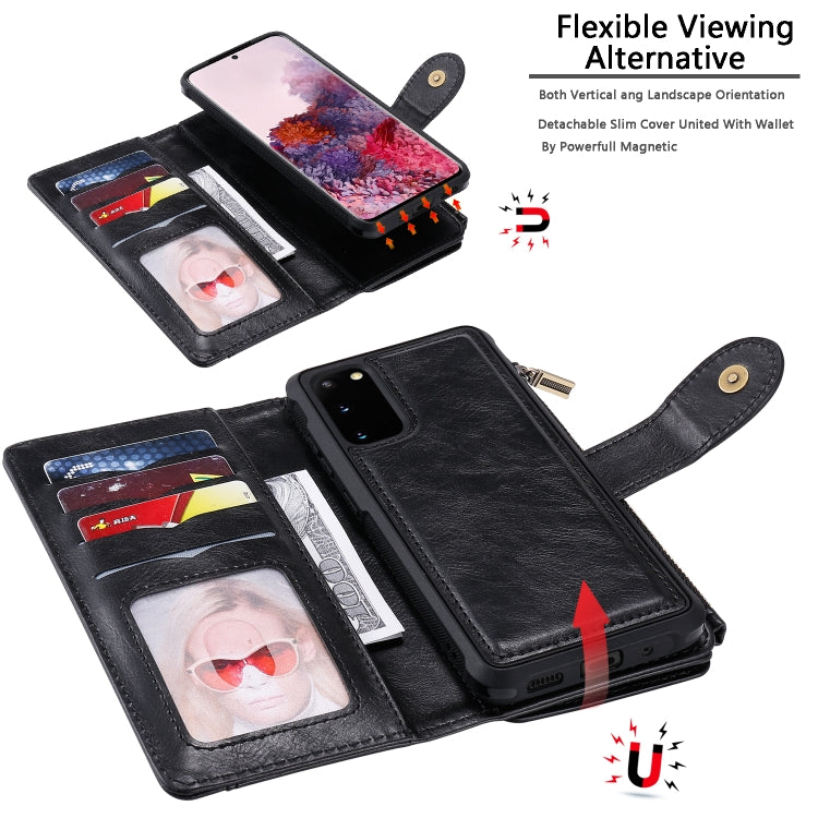 For Galaxy S20 Multifunctional Retro Detachable Magnetic Horizontal Flip Leather Case with Card Slots & Holder & Wallet & Photo Frame