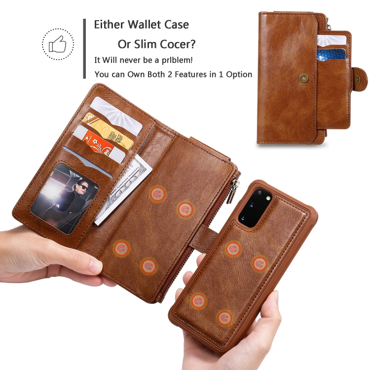 For Galaxy S20 Multifunctional Retro Detachable Magnetic Horizontal Flip Leather Case with Card Slots & Holder & Wallet & Photo Frame