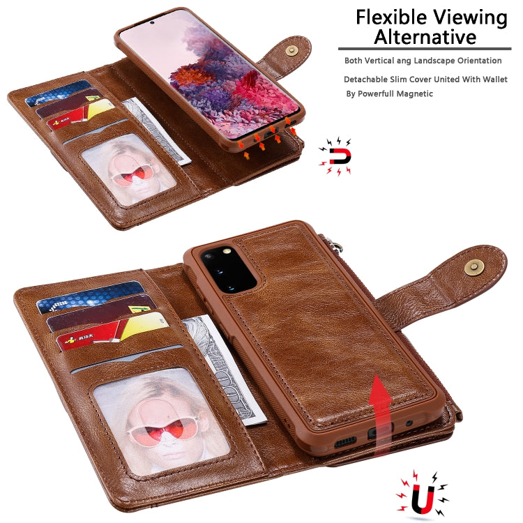 For Galaxy S20 Multifunctional Retro Detachable Magnetic Horizontal Flip Leather Case with Card Slots & Holder & Wallet & Photo Frame