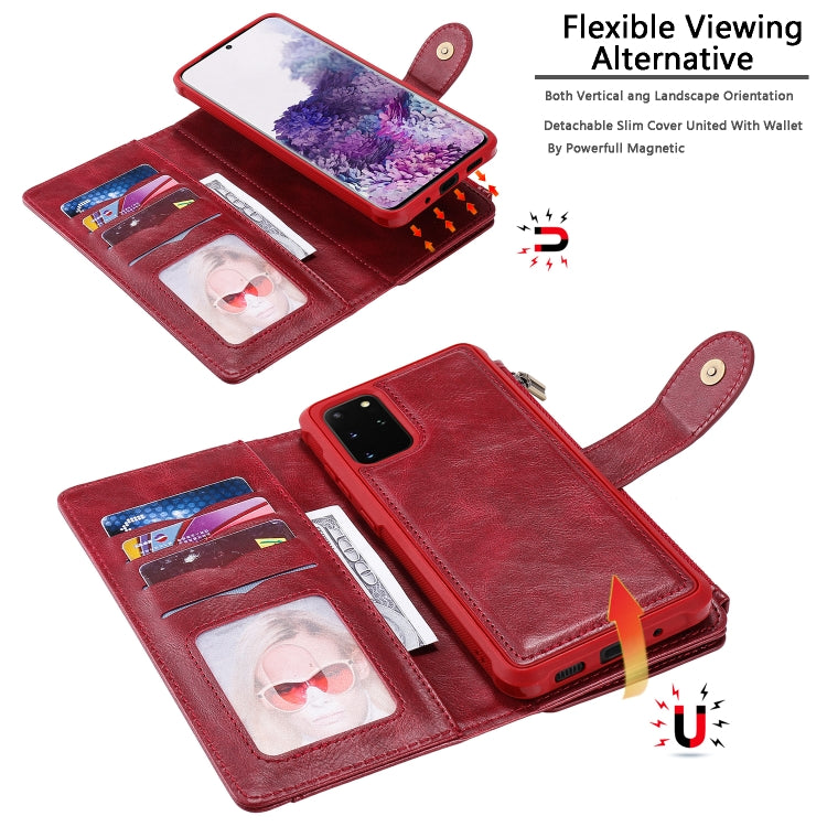 For Galaxy S20 Plus Multifunctional Retro Detachable Magnetic Horizontal Flip Leather Case with Card Slots & Holder & Wallet & Photo Frame